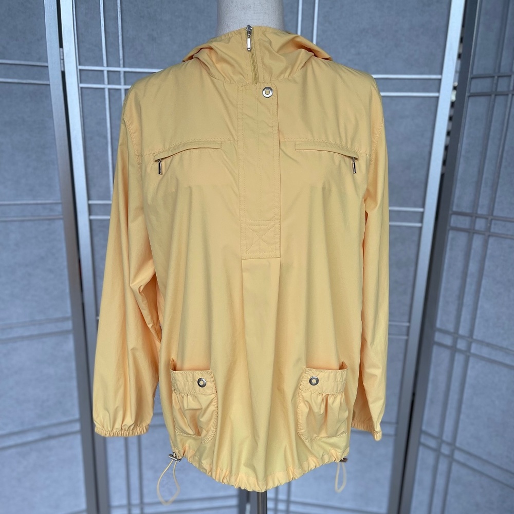 Zenergy by Chico's Yellow Windbreaker Jacket with Hood size L (12-14)